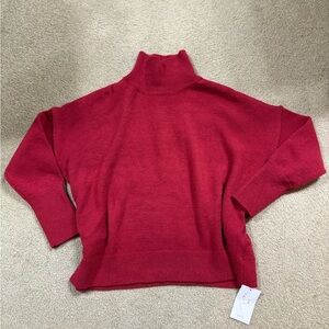 Elegant Red Cowl Neck Sweater